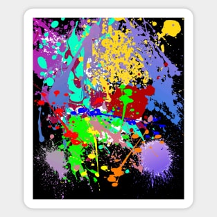 Rainbow Ink Paint, Drip Splatter, Black Sticker